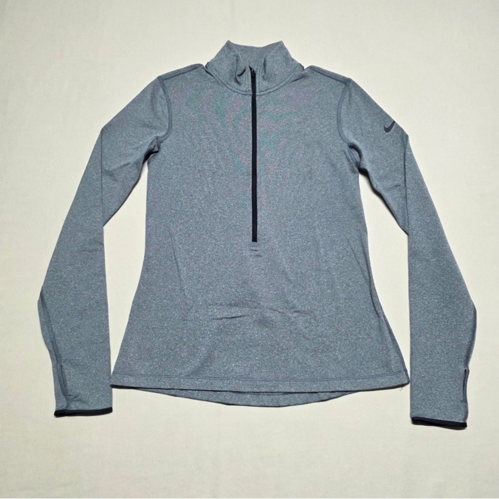 Nike Pro Dri-FIT Womens Medium Heather Gray 1/2 Zip Mock Neck Pullover Athletic
